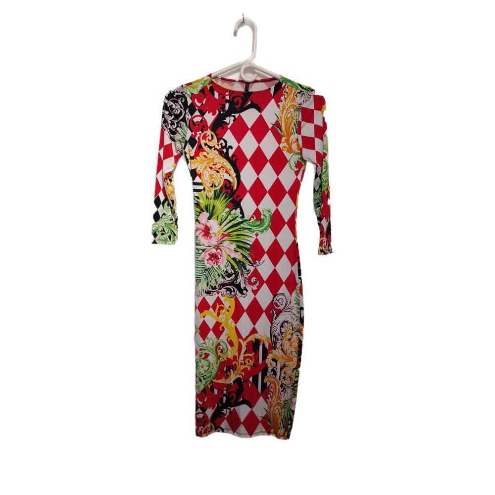 Floral Diamond-Print Maxi Dress - Red
